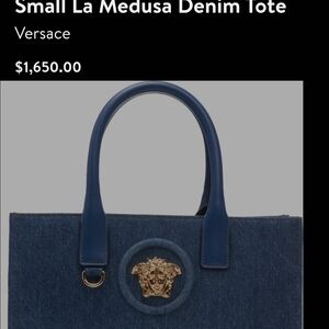 Versace Blue Denim Tote with Gold Medusa
